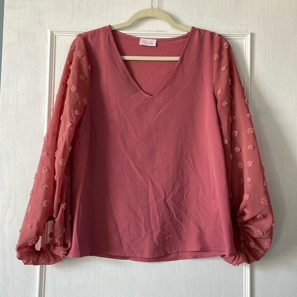 Pink Lily Balloon Sleeve Top
